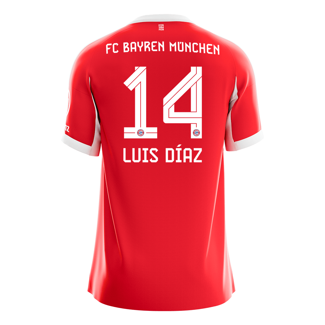 LUIS DÍAZ #14 Bayern Munich Soccer Jersey Home Custom Shirt 2025/26