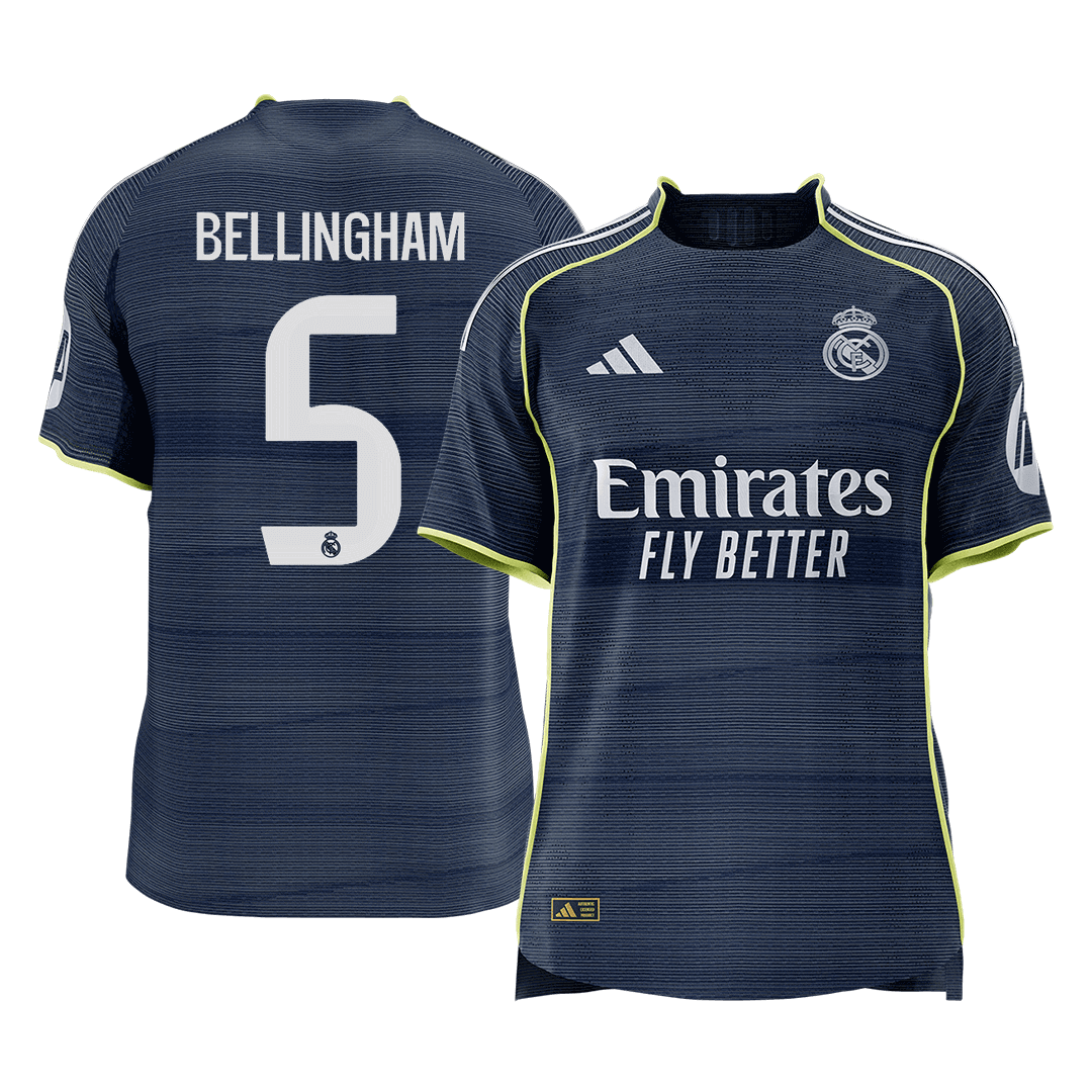 Real Madrid BELLINGHAM #5 Away Custom Player Version Soccer Jersey 2025/26 - bestsoccerstore
