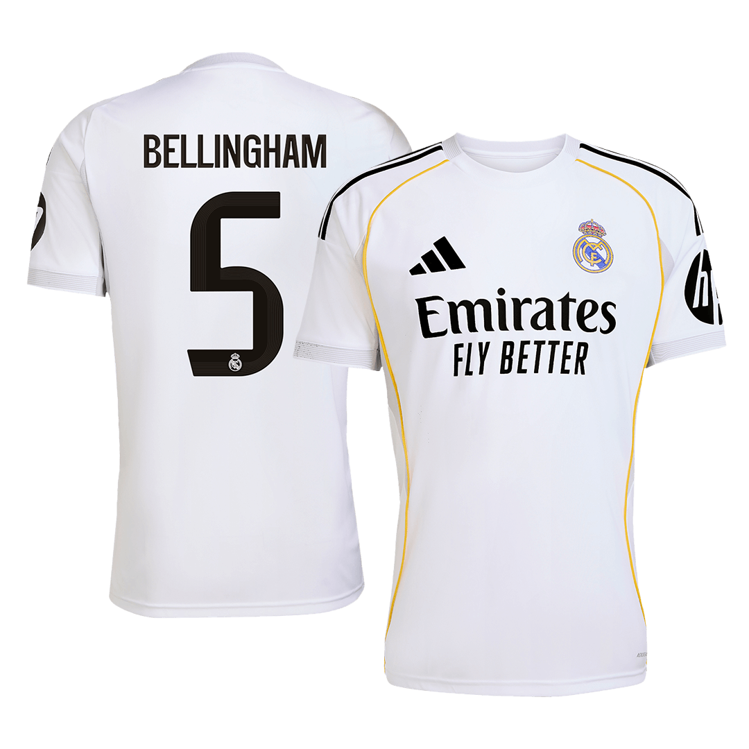 BELLINGHAM #5 Real Madrid Soccer Jersey Home Custom Shirt 2025/26 - bestsoccerstore
