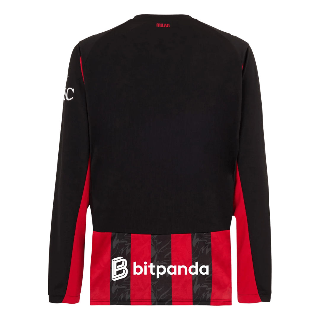 [Free]AC Milan Long Sleeve Jersey Home Football Shirt 2025/26 - bestsoccerstore