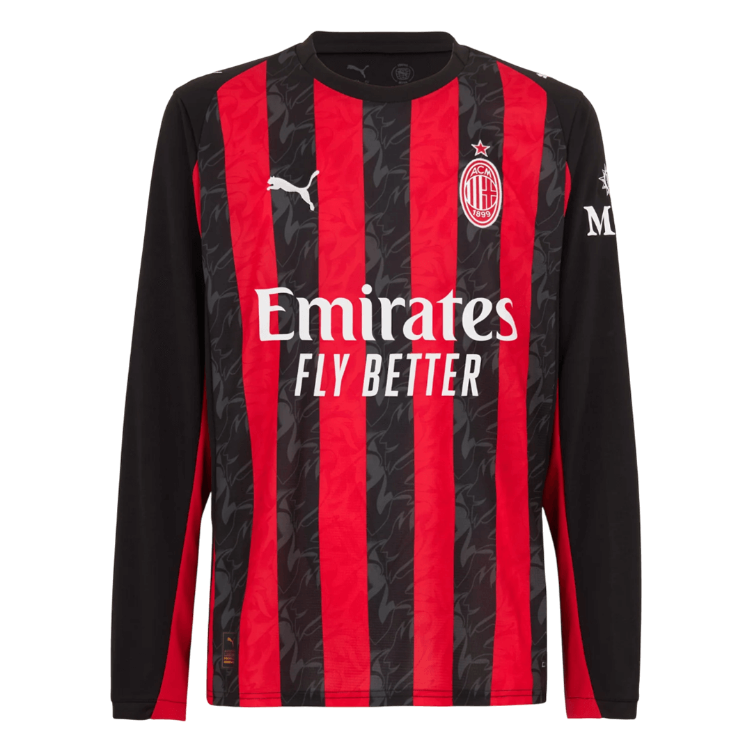 [Free]AC Milan Long Sleeve Jersey Home Football Shirt 2025/26 - bestsoccerstore