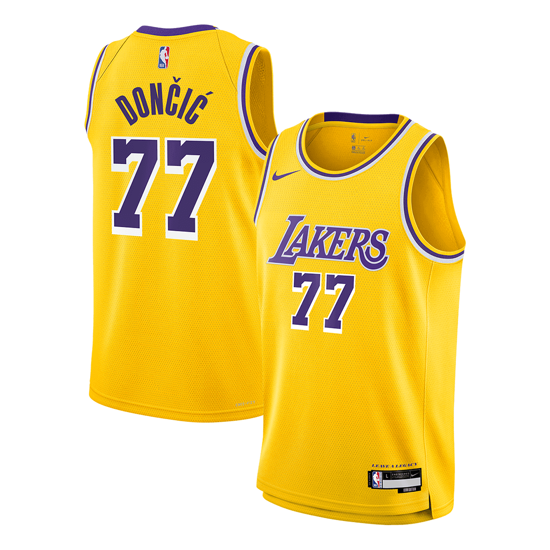 Dončić #77 Los Angeles Lakers Gold Swingman NBA Jersey - Icon Edition - bestsoccerstore