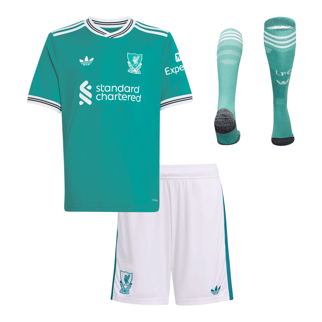 Kids Liverpool Third Away Custom Full Soccer Kits 2025/26 - bestsoccerstore