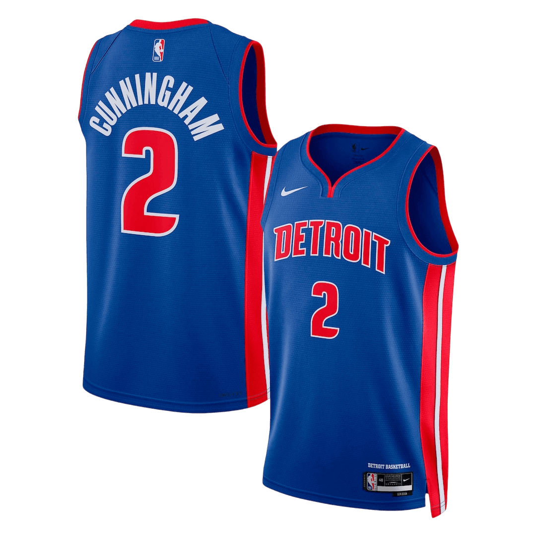 Cunningham #2 Detroit Pistons Blue Swingman NBA Jersey - Icon Edition - bestsoccerstore