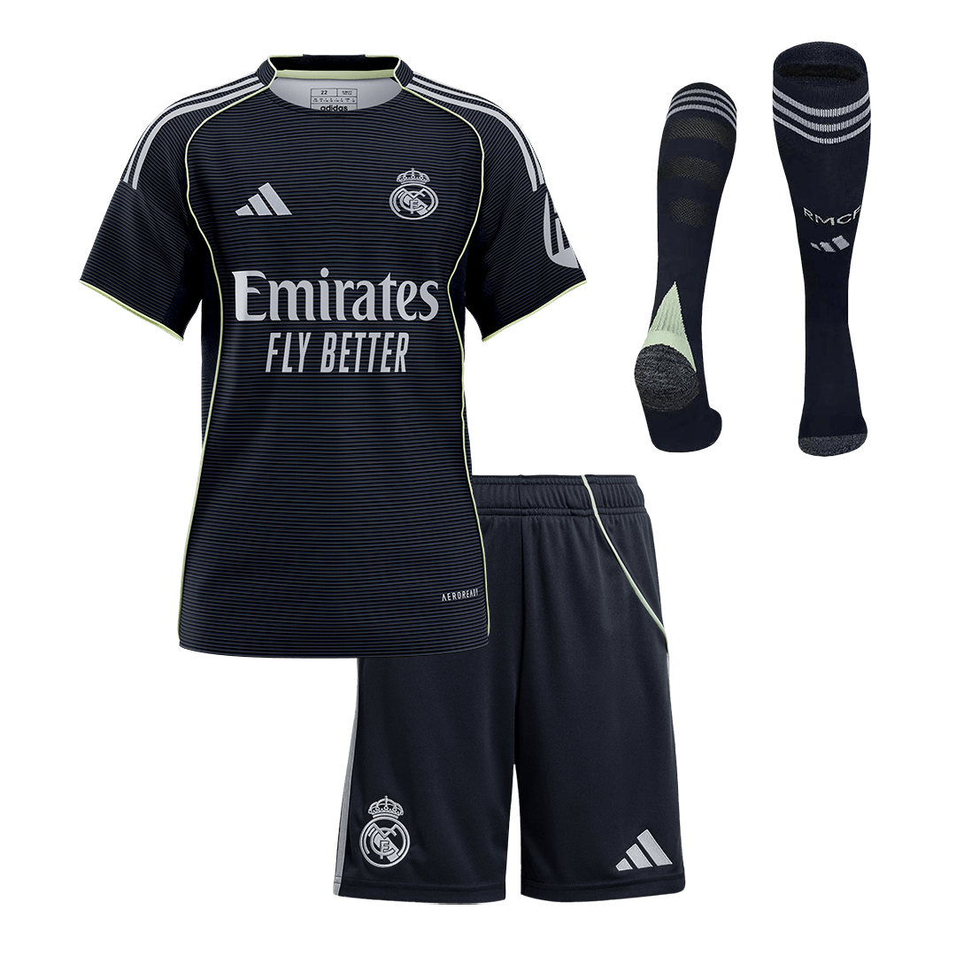 Kids Real Madrid Away Custom Full Soccer Kits 2025/26 - bestsoccerstore