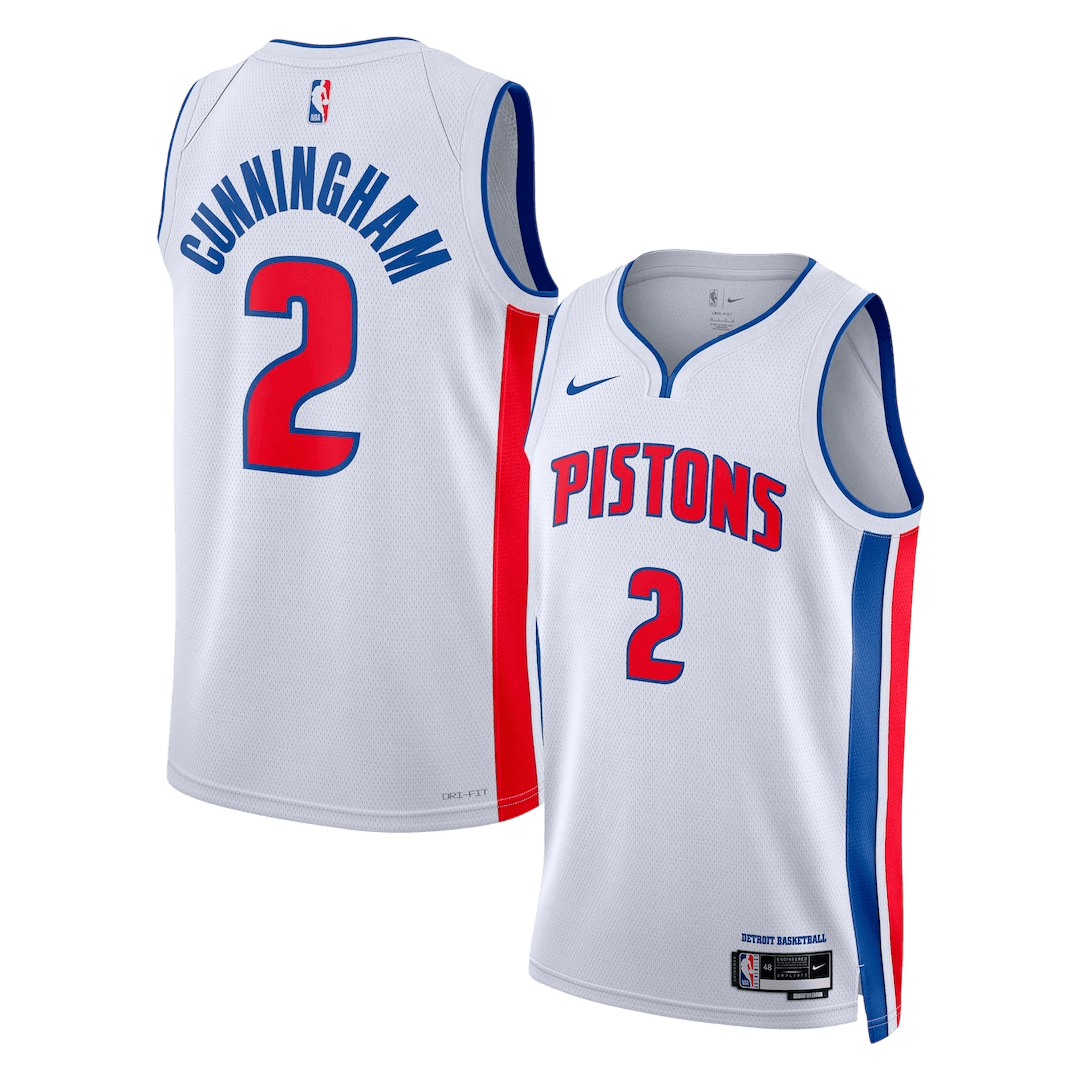 Cunningham #2 Detroit Pistons White Swingman NBA Jersey - Association Edition - bestsoccerstore
