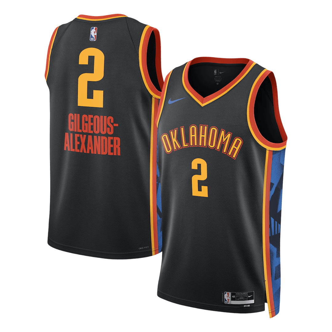 Gilgeous-Alexander #2 Oklahoma City Thunder Black Swingman NBA Jersey - City Edition - bestsoccerstore