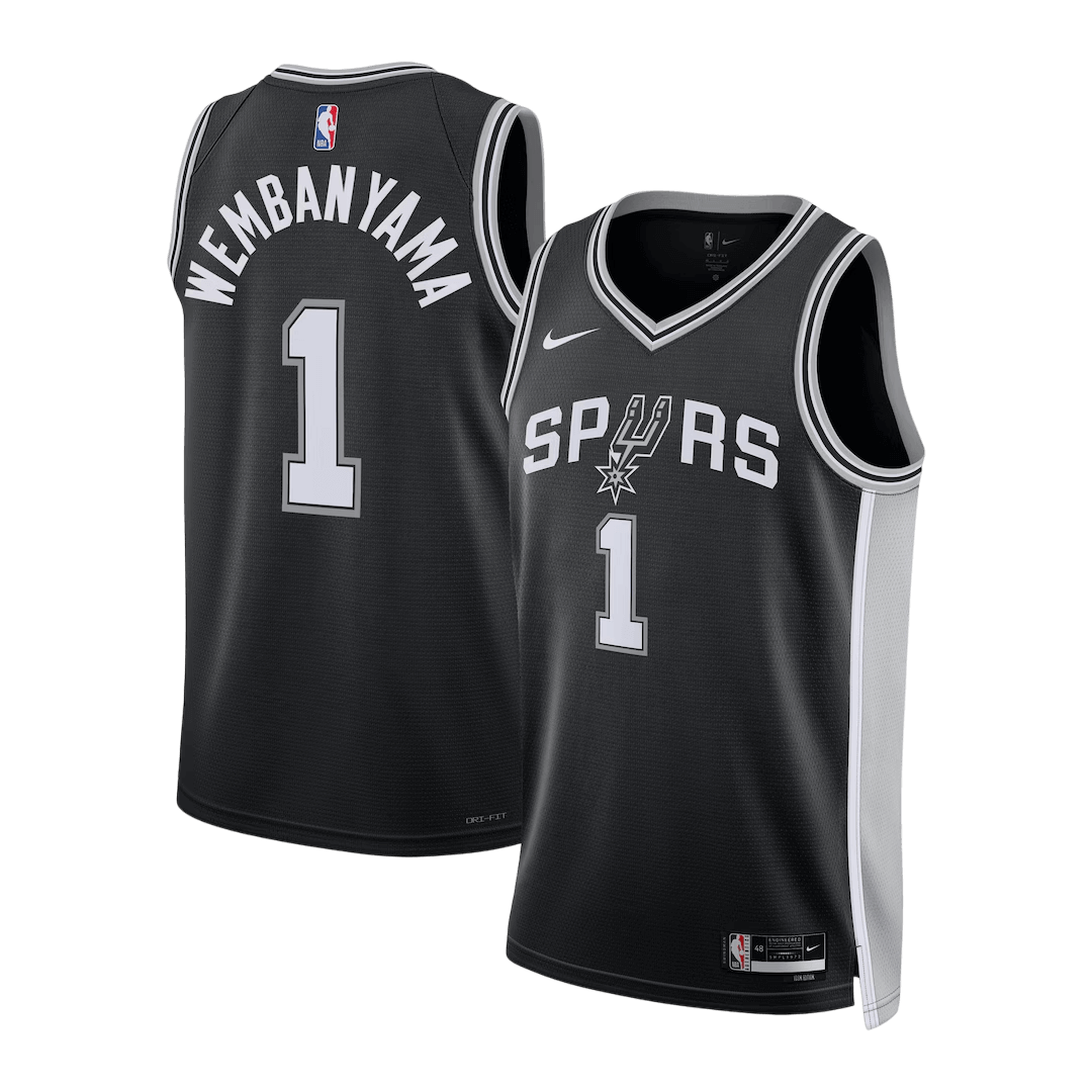 Wembanyama #1 San Antonio Spurs Black Swingman NBA Jersey - Icon Edition - bestsoccerstore