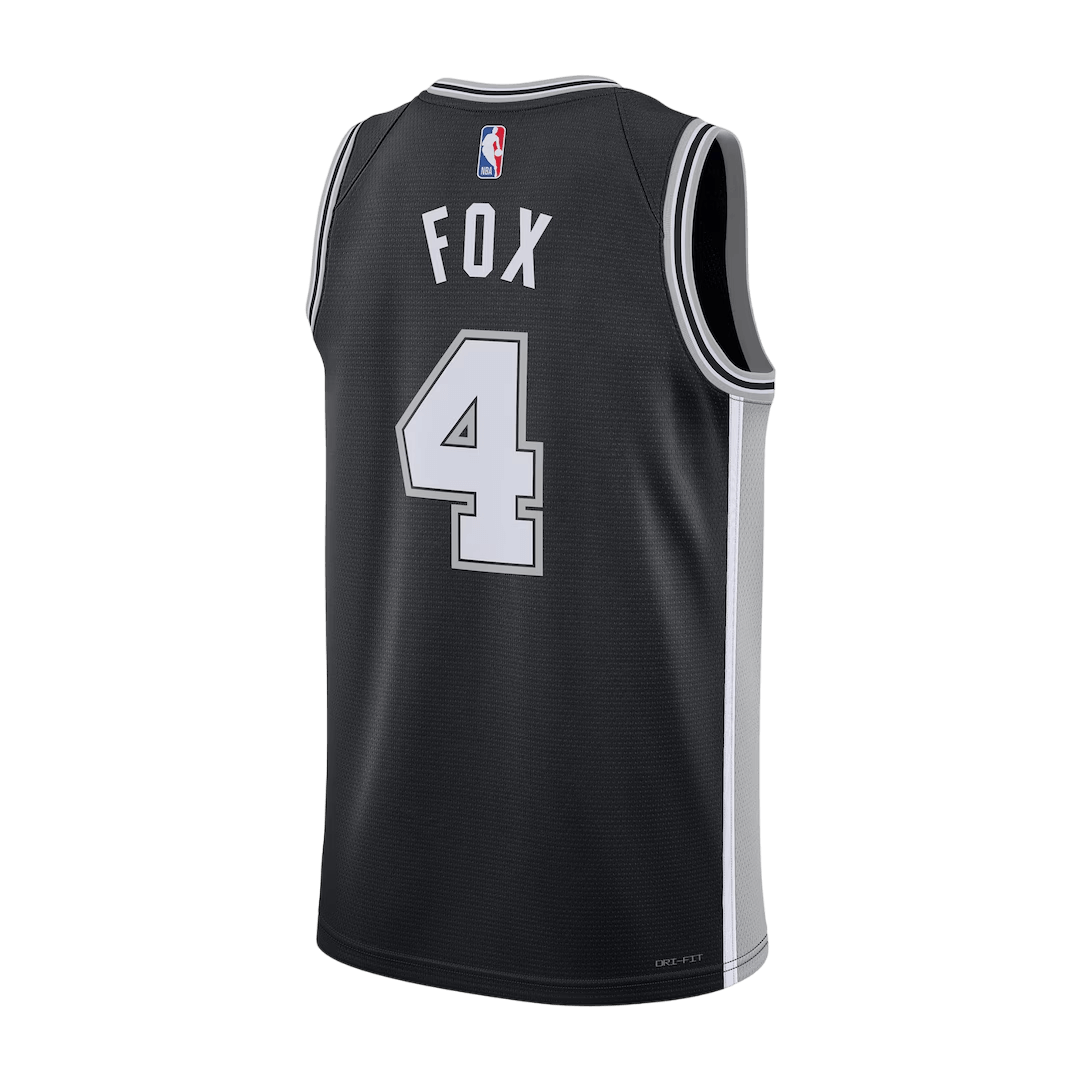 Fox #4 San Antonio Spurs Black Swingman NBA Jersey - Icon Edition - bestsoccerstore