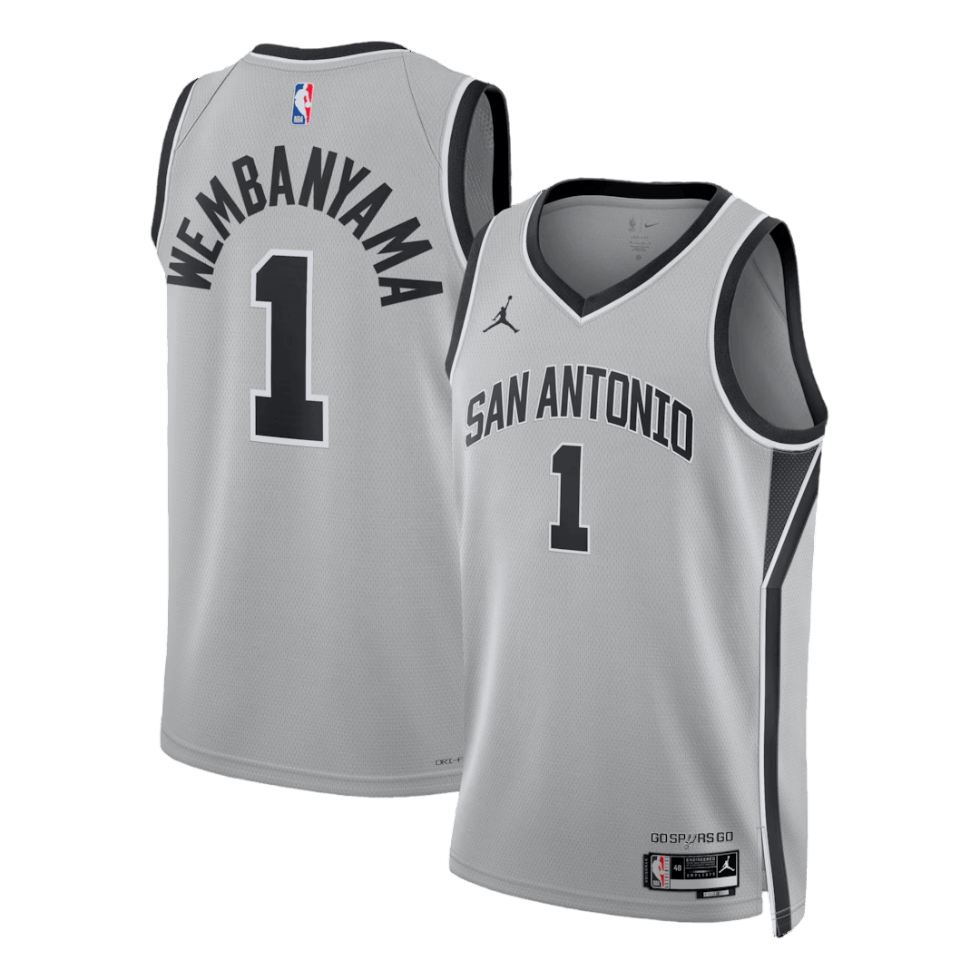 Wembanyama #1 San Antonio Spurs Gray Swingman NBA Jersey - Statement Edition - bestsoccerstore