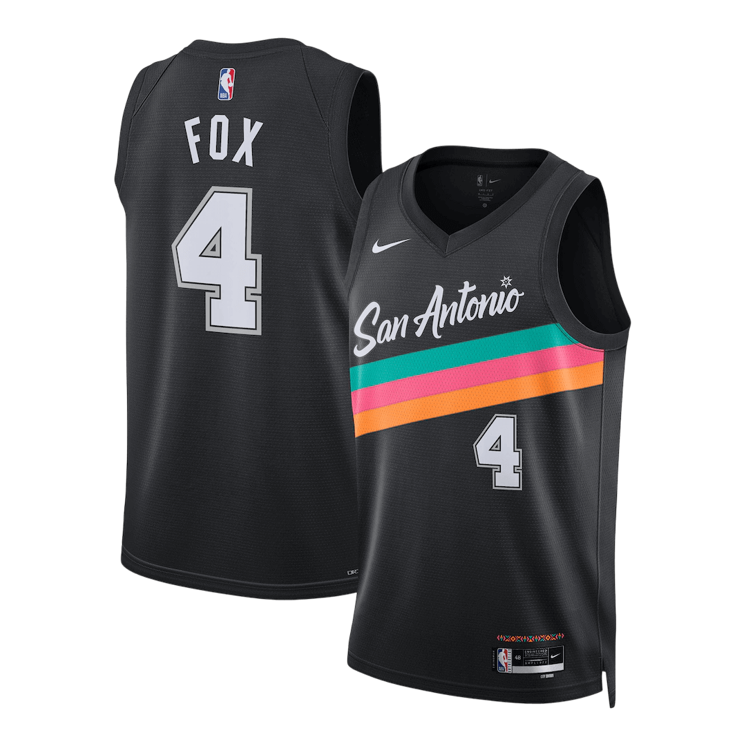 Fox #4 San Antonio Spurs 2025/26 Black Swingman NBA Jersey - City Edition - bestsoccerstore