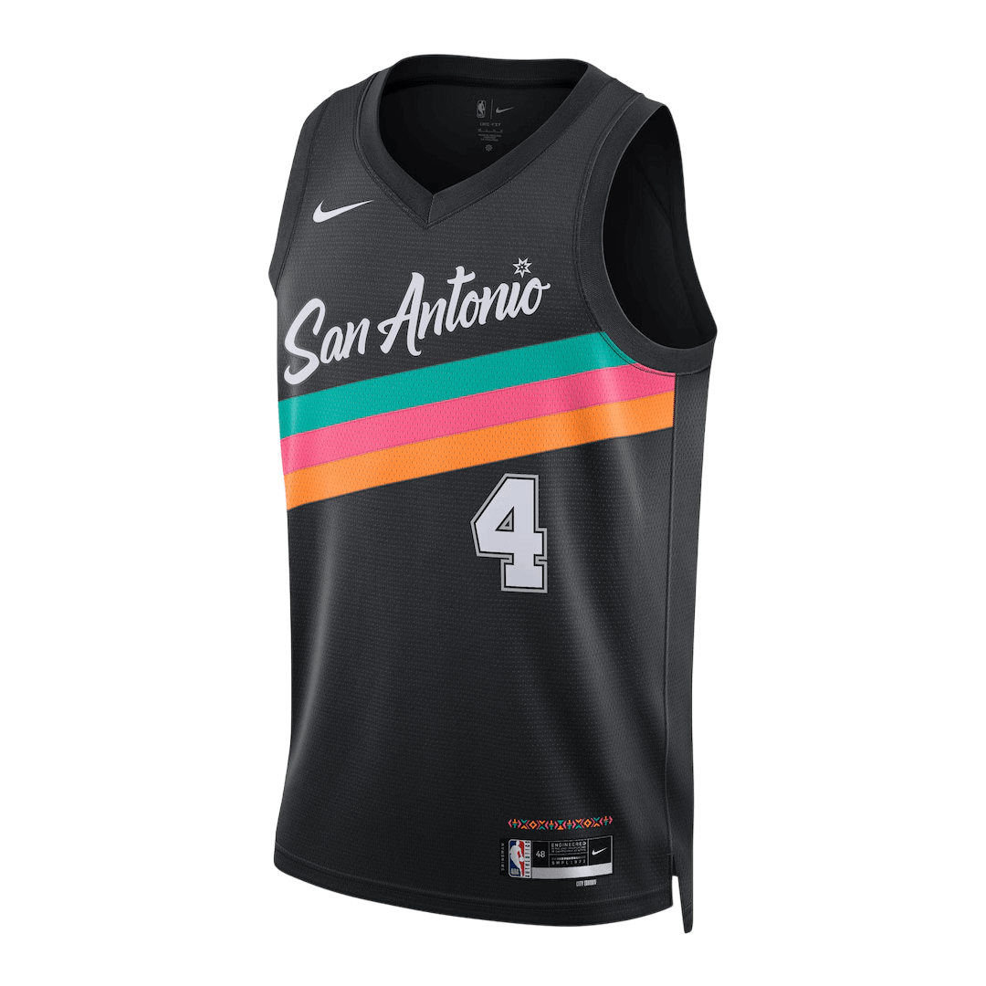 Fox #4 San Antonio Spurs 2025/26 Black Swingman NBA Jersey - City Edition - bestsoccerstore