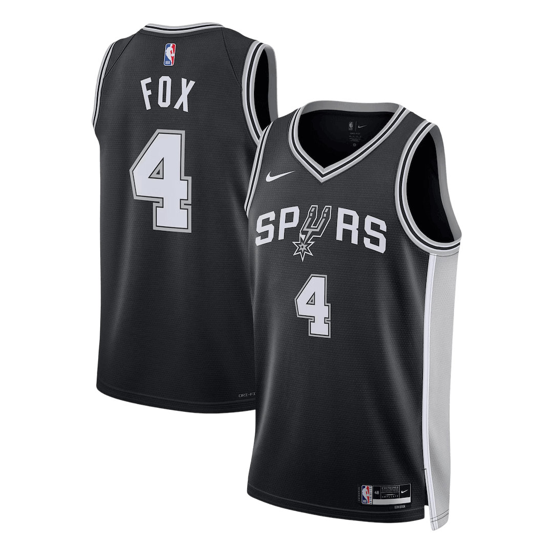 Fox #4 San Antonio Spurs Black Swingman NBA Jersey - Icon Edition - bestsoccerstore