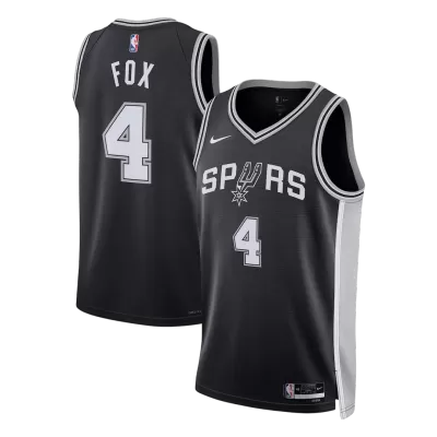 Fox #4 San Antonio Spurs Black Swingman NBA Jersey - Icon Edition - bestsoccerstore
