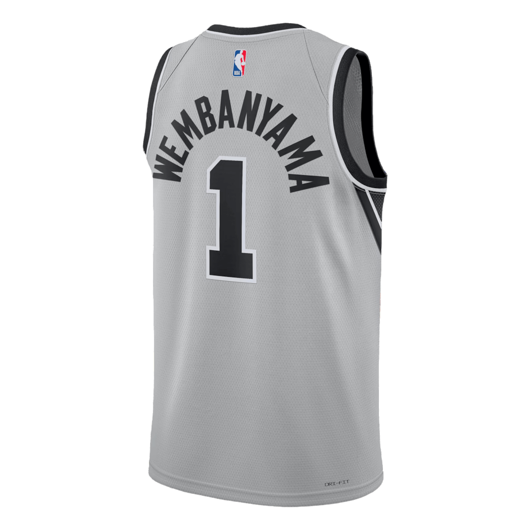 Wembanyama #1 San Antonio Spurs Gray Swingman NBA Jersey - Statement Edition - bestsoccerstore