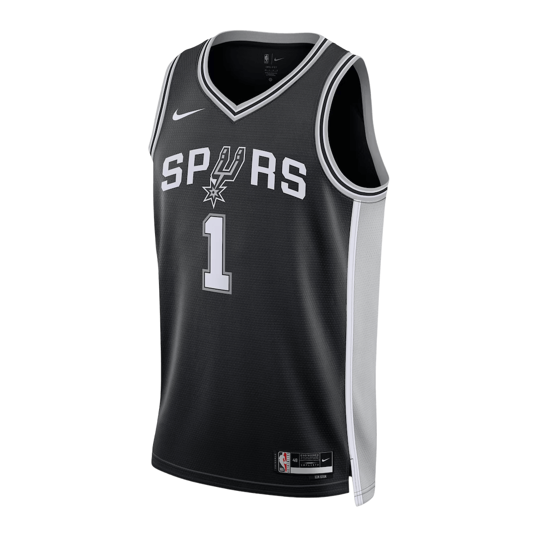 Wembanyama #1 San Antonio Spurs Black Swingman NBA Jersey - Icon Edition - bestsoccerstore
