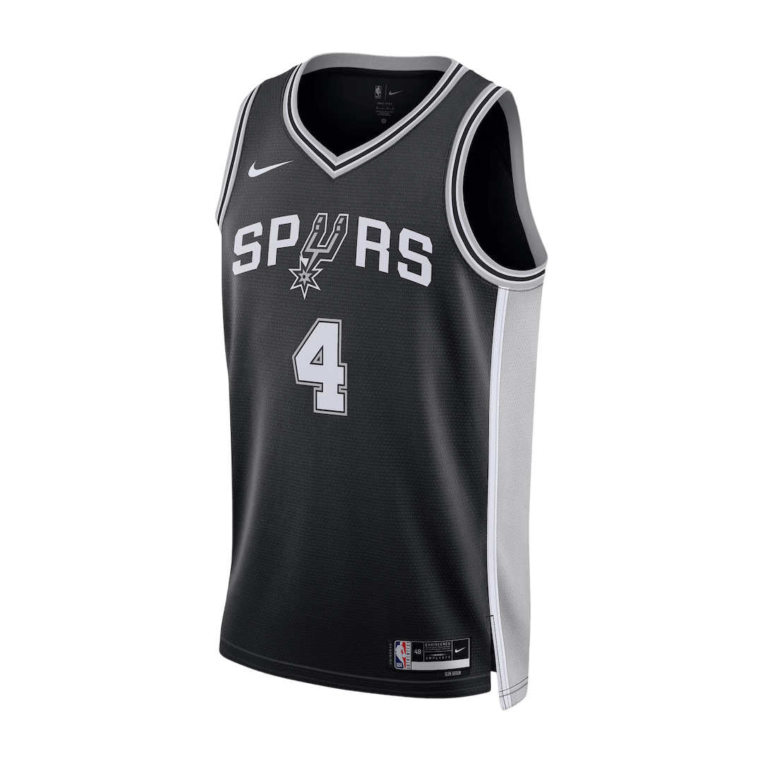 Fox #4 San Antonio Spurs Black Swingman NBA Jersey - Icon Edition - bestsoccerstore
