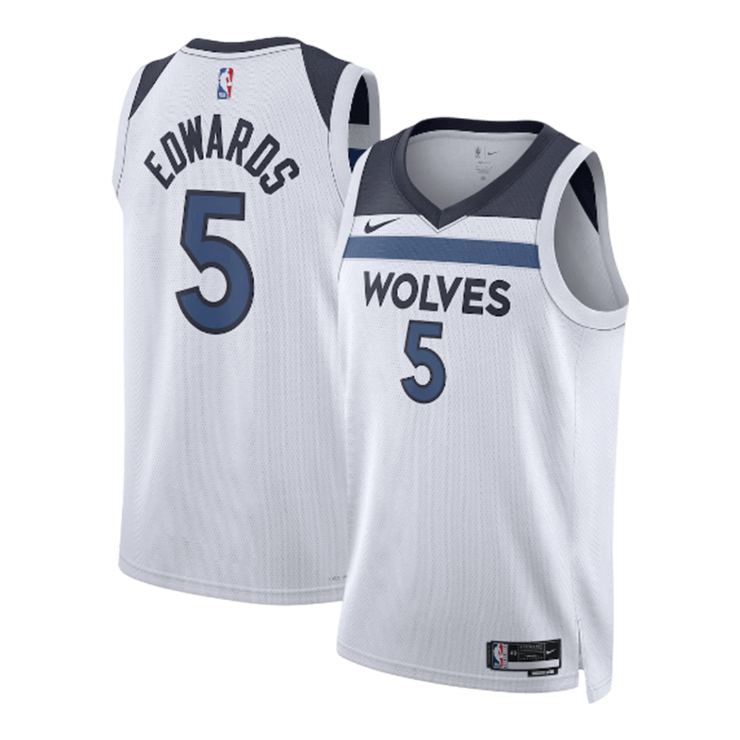 EDWARDS #5 Minnesota Timberwolves White Swingman NBA Jersey - Association Edition - bestsoccerstore
