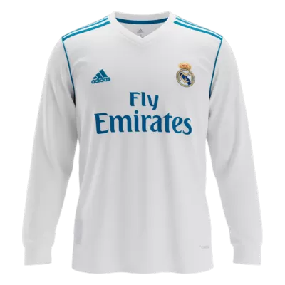 Real Madrid Retro Jersey Home Long Sleeve Soccer Shirt 2017/18 - bestsoccerstore