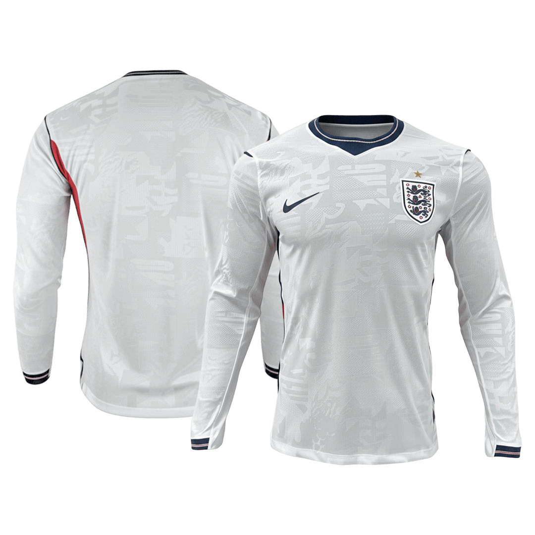 England Home Player Version Long Sleeve Soccer Jersey World Cup 2026