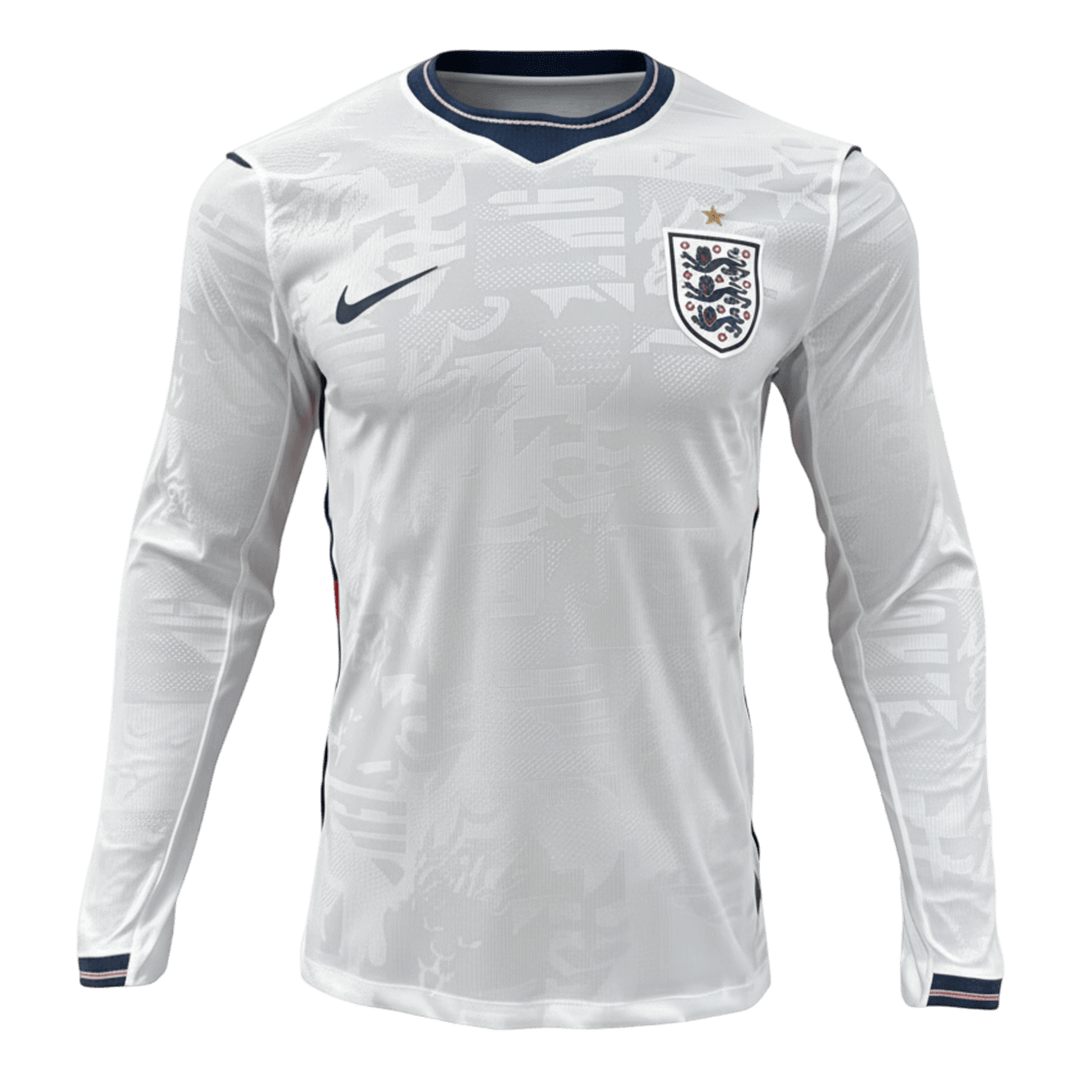 England Home Player Version Long Sleeve Soccer Jersey World Cup 2026 - bestsoccerstore