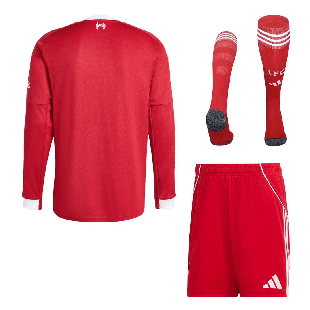 Liverpool Home 2025/26 Custom Long Sleeve Soccer Kit - bestsoccerstore