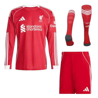 Liverpool Home 2025/26 Custom Long Sleeve Soccer Kit - bestsoccerstore