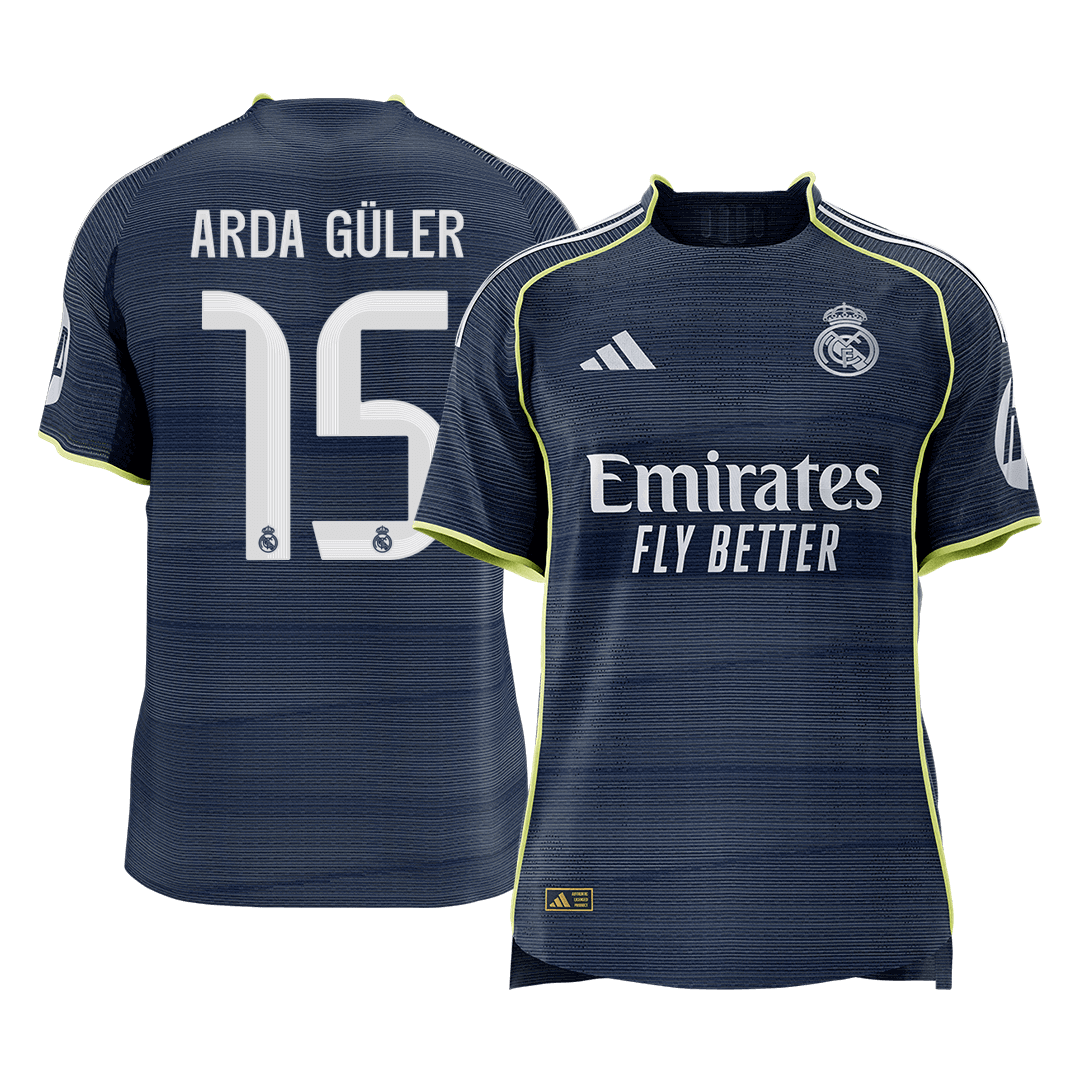 Real Madrid ARDA GÜLER #15 Away Custom Player Version Soccer Jersey 2025/26 - bestsoccerstore
