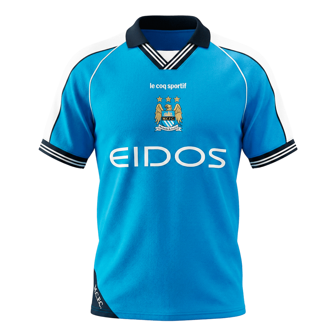 Manchester City 1999/01 Retro Jersey Home Soccer Shirt - bestsoccerstore