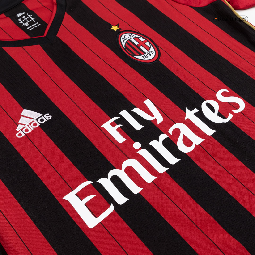 AC Milan Retro Jersey Home Long Sleeve Soccer Shirt 2013/14 - bestsoccerstore