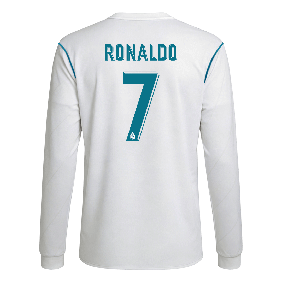 RONALDO #7 Real Madrid Retro Jersey Home Long Sleeve Soccer Shirt 2017/18 - bestsoccerstore