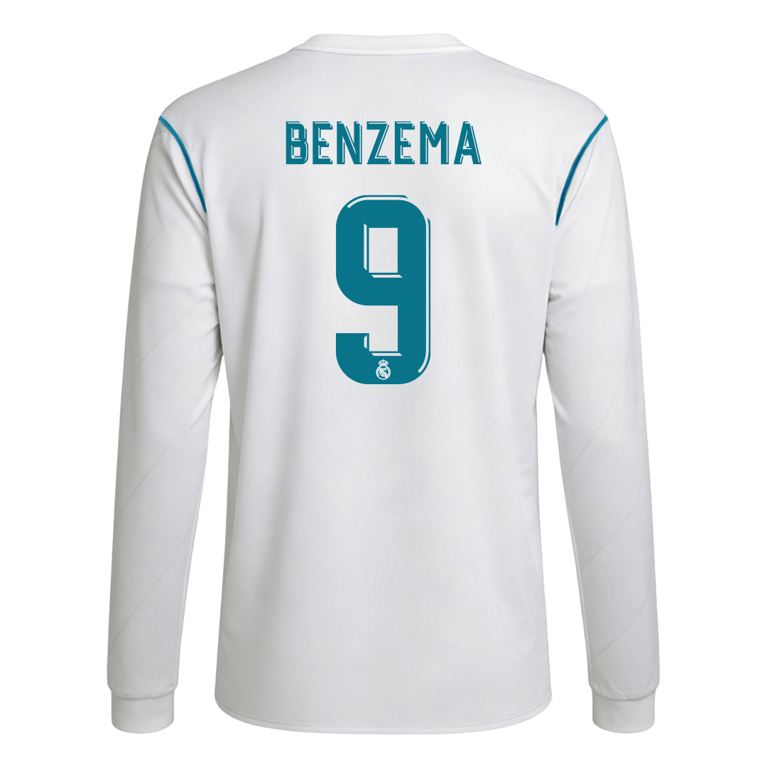 BENZEMA #9 Real Madrid Retro Jersey Home Long Sleeve Soccer Shirt 2017/18 - bestsoccerstore