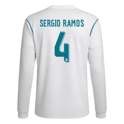 SERGIO RAMOS #4 Real Madrid Retro Jersey Home Long Sleeve Soccer Shirt 2017/18 - bestsoccerstore