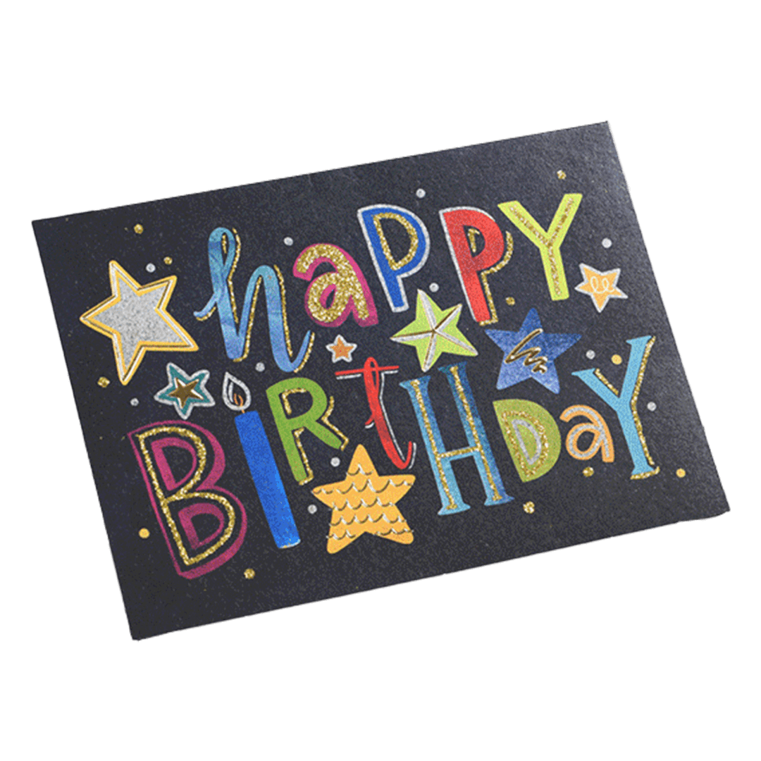 Custom Colorful Star Birthday Card Black - bestsoccerstore