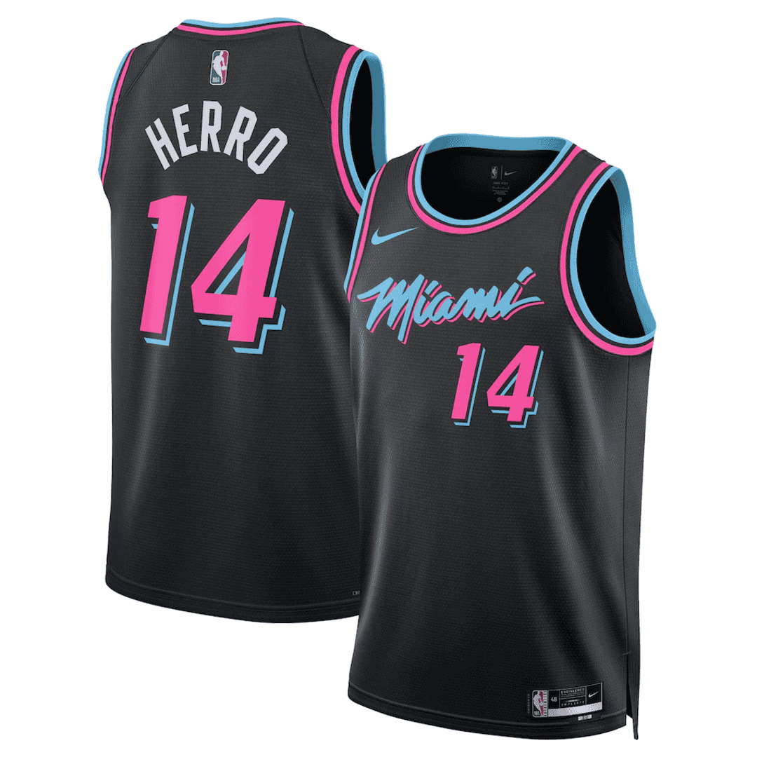 HERRO #14 Miami Heat Black Swingman NBA Jersey - City Edition - bestsoccerstore