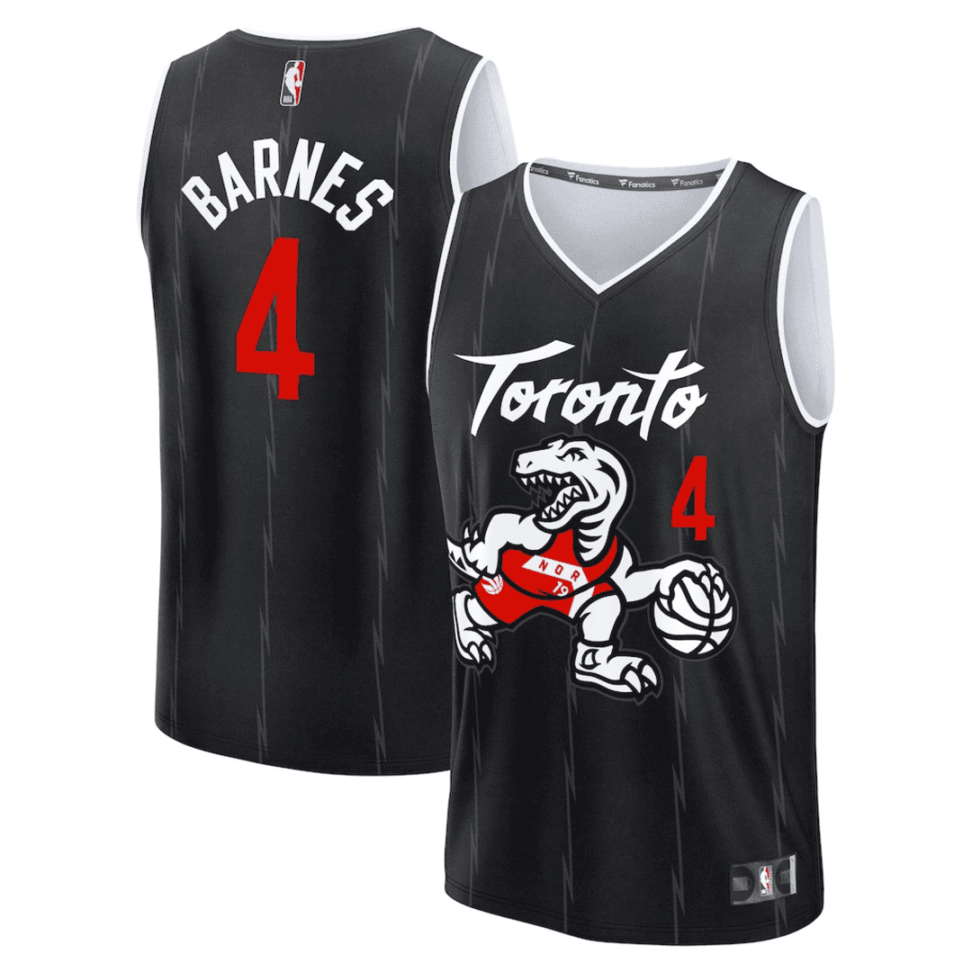 BARNES #4 Toronto Raptors Black Swingman NBA Jersey - City Edition - bestsoccerstore