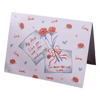 Custom Rose Letter Valentine's Day Card Blue&Pink - bestsoccerstore
