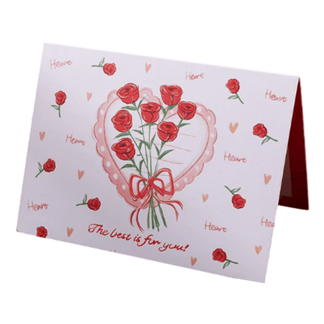 Custom Rose Heart Valentine's Day Card Red - bestsoccerstore