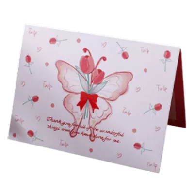 Custom Tulip Butterfly Valentine's Day Card Red - bestsoccerstore