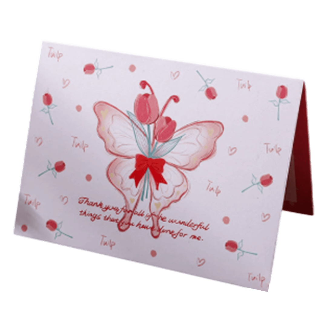 Custom Tulip Butterfly Valentine's Day Card Red - bestsoccerstore