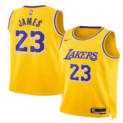 JAMES #23 Los Angeles Lakers 2025/26 Yellow Swingman NBA Jersey - Icon Edition - bestsoccerstore