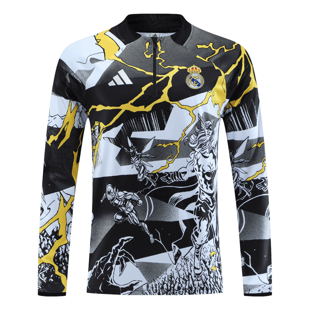 Kids Real Madrid 1/4 Zipper Sweatshirt Soccer Training Kit 2025/26 - bestsoccerstore