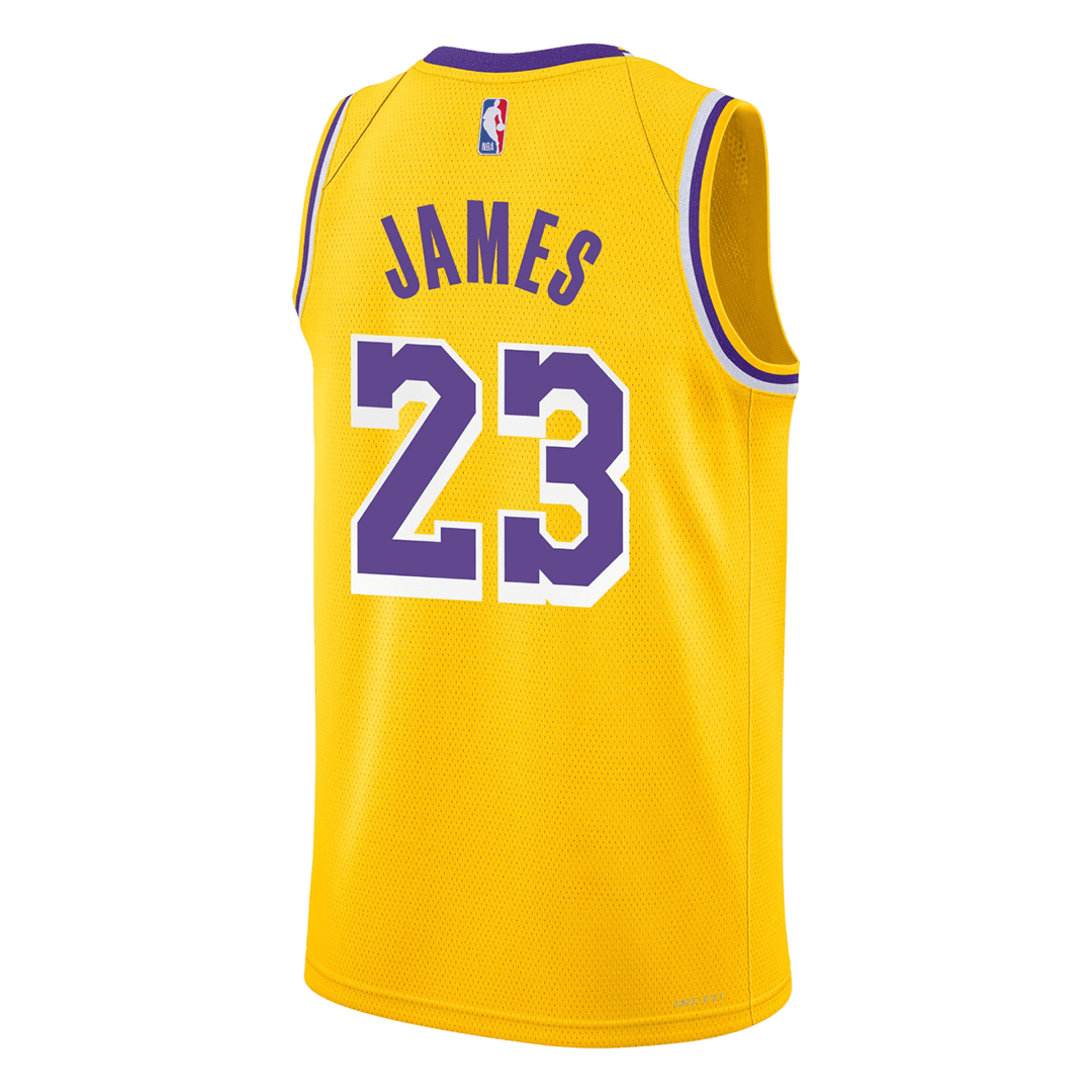 JAMES #23 Los Angeles Lakers 2025/26 Yellow Swingman NBA Jersey - Icon Edition - bestsoccerstore