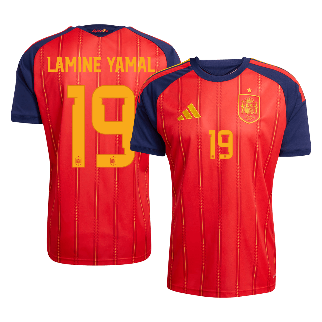 Spain LAMINE YAMAL #19 Soccer Jersey Home Custom Shirt World Cup 2026 - bestsoccerstore