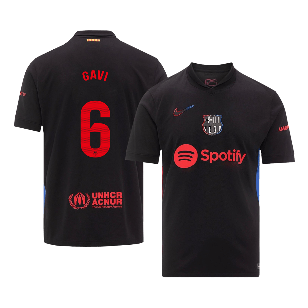 GAVI #6 Barcelona Soccer Jersey Away Custom Shirt Spotify Logo Without Text - bestsoccerstore