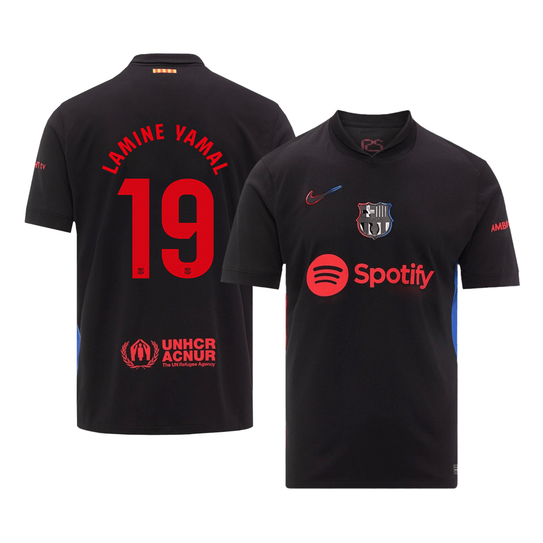 LAMINE YAMAL #19 Barcelona Away Soccer Jersey - Spotify Logo Without Text - bestsoccerstore