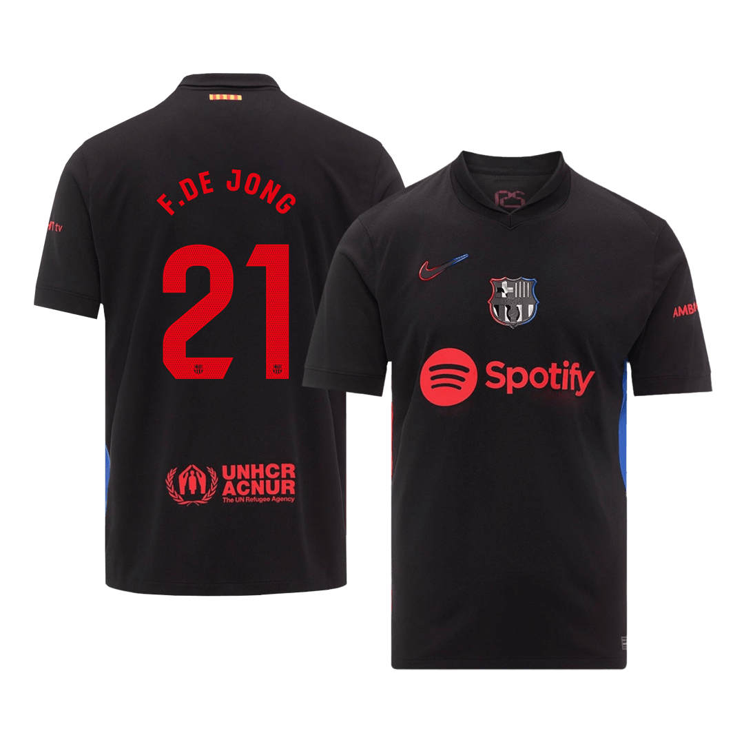 F.DE JONG #21 Barcelona Soccer Jersey Away Custom Shirt Spotify Logo Without Text - bestsoccerstore