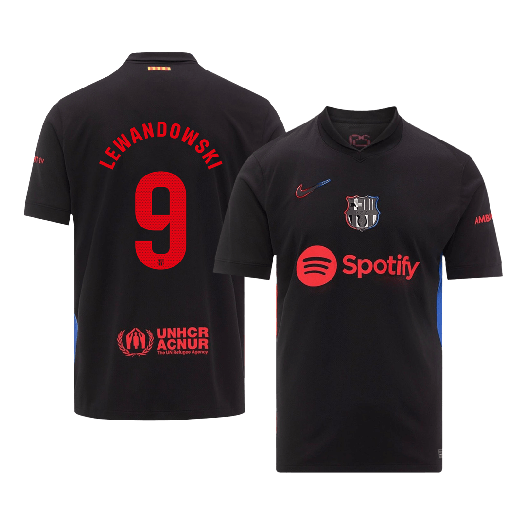 LEWANDOWSKI #9 Barcelona Soccer Jersey Away Custom Shirt Spotify Logo Without Text - bestsoccerstore