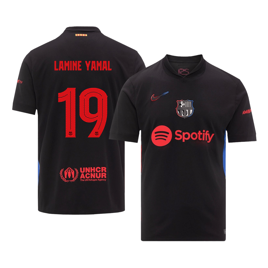 LAMINE YAMAL #19 Barcelona Away Soccer Jersey - UCL (Spotify Logo Without Text) - bestsoccerstore