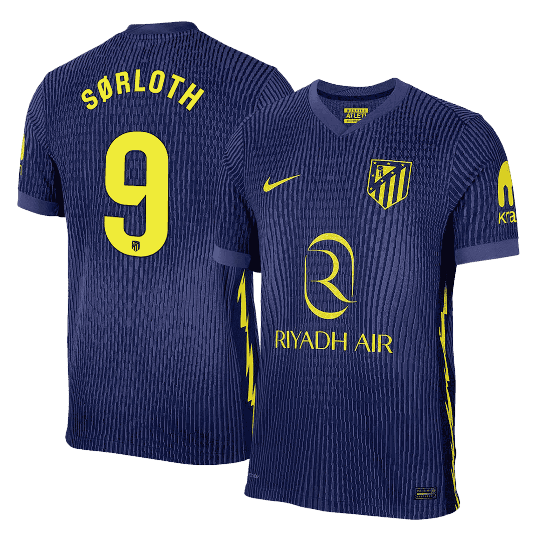 Atletico Madrid SØRLOTH #9 Custom Player Version Away Soccer Jersey 2025/26 - bestsoccerstore